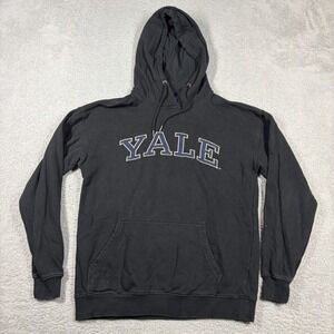 Yale University Hoodie Mens XS Black Embroidered College Spell Out Ivy League